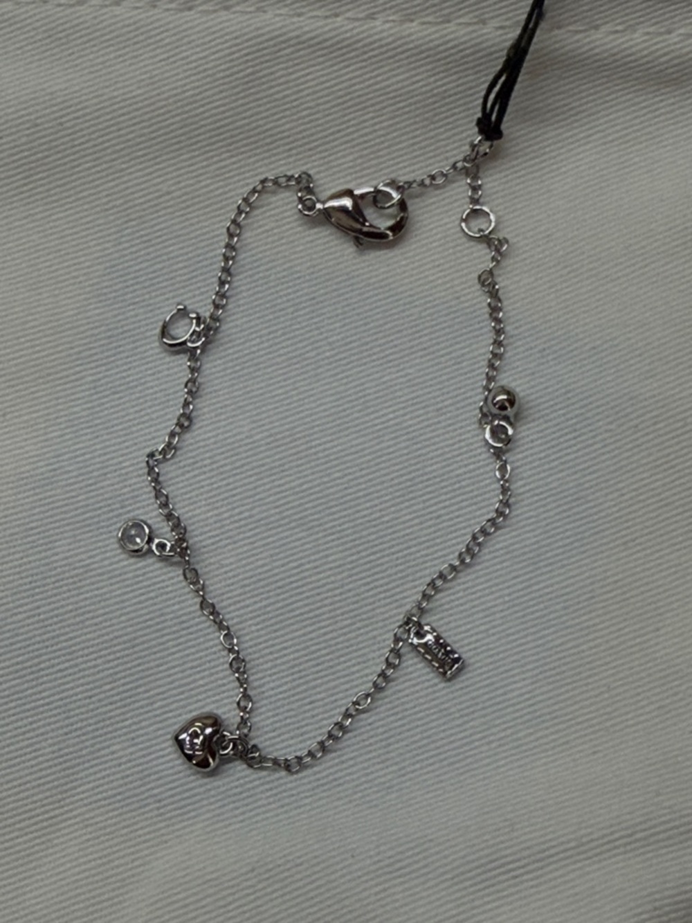 Coach Silver Plated Adjustable Clasp Charm Bracelet NWT - Picture 2 of 5